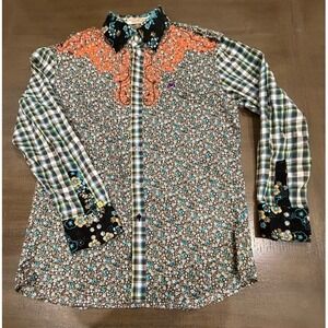 Mezzanine Vintage Wear Western Shirt Mens XL Devon Griffith Snap Embroidered